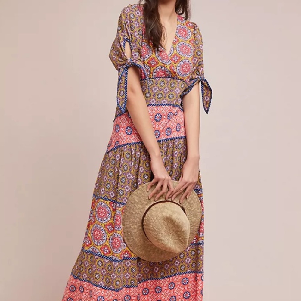 Anthropologie Maeve Eder Tiered Maxi Dress